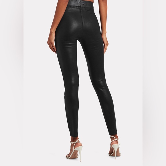 L’Agence Rochelle Coated High Rise Pull On Skinny Jeans Sz M Black - Picture 2 of 10